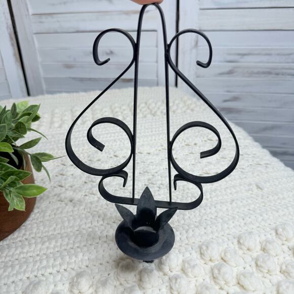 VINTAGE 2 Pc Set Gothic Wrought Iron Wall Sconces Candlestick Black Traditional - Picture 5 of 8